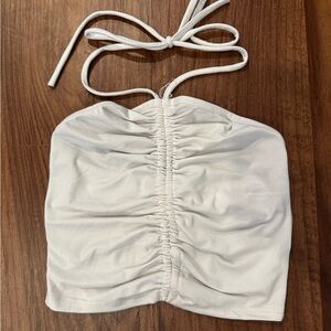 White Ruched Halter Top